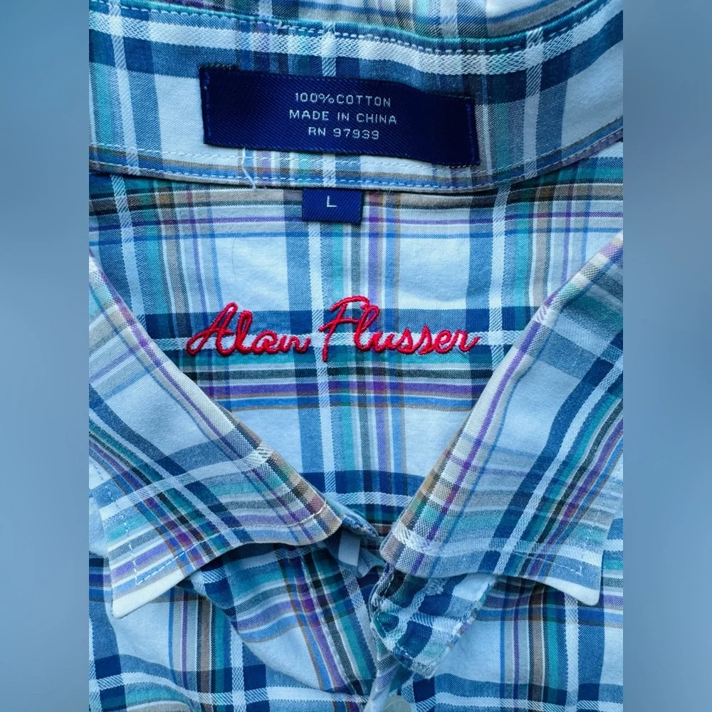 Alan Flusser Mens Plaid Button Down Shirt - Picture 2 of 5